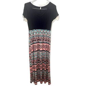 Pinkblush Pink and Blue V-Neck Maternity Sundress Maxi Medium